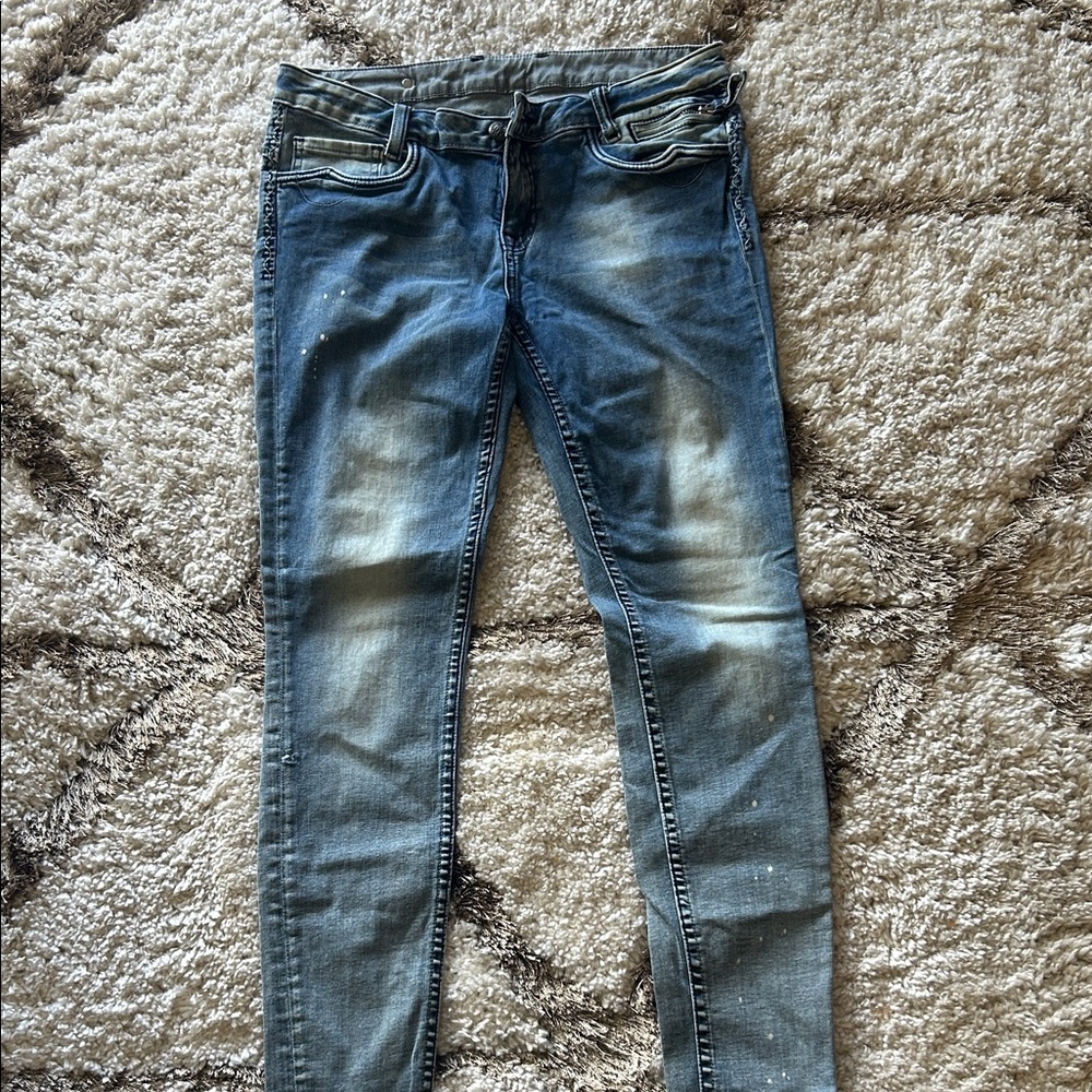 Express Faded Blue Skinny Jeans